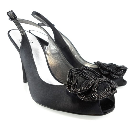 NIB STUART WEITZMAN BEADED MESH BOW SLINGBACK - Picture 2 of 11